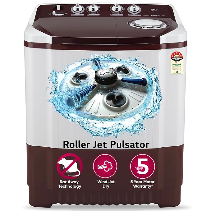 LG 8 Kg 5 Star Semi-Automatic Top Loading Washing Machine (P8030SGAZ | Dark Grey)