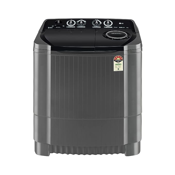 LG 8.5 kg 5 Star Semi-Automatic Top Load Washing Machine (P8535SKMZ | Middle Black | Roller Jet Pulsator)