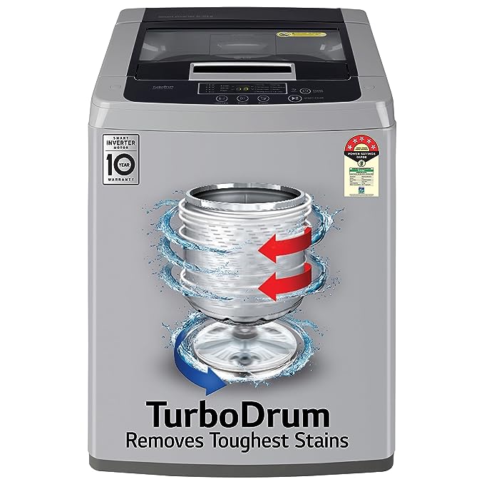 LG 6.5 Kg 5 Star Smart Inverter Fully-Automatic Top Loading Washing Machine (T65SKSF4Z | Middle Free Silver)