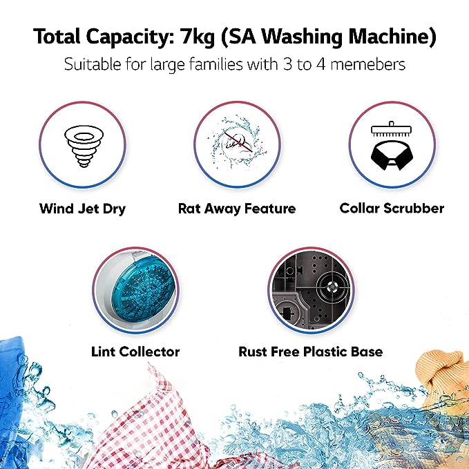 LG 7 Kg 5 Star Top Load Semi Automatic Washing Machine