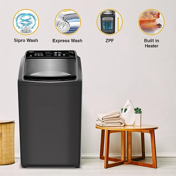 Whirlpool 7.5 Kg 5 Star In-Built Heater Fully Automatic Top Load Washing Machine (WM ROYAL PLUS 7.5 (H) GREY | 2023)