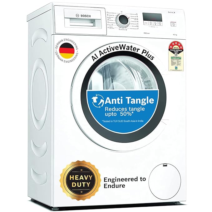 BOSCH 6.5 kg Drive Motor | Anti Tangle | Anti Vibration Fully Automatic Front Load Washing Machine with In-built Heater White (WLJ2006EIN)