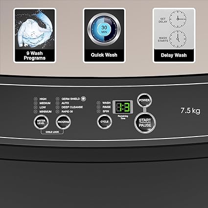 Godrej 7.5 kg Fully Automatic Top Load Washing Machine with In-built Heater Grey (WTEON ADR 75 5.0 FDTH GPGR)