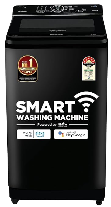 Panasonic 8 Kg Wifi Fully-Automatic Top Loading Smart Washing Machine (NA-F80X10PRB | Pure Black | Compatible with Alexa)
