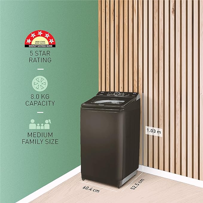 Panasonic 8 Kg Wifi Fully-Automatic Top Loading Smart Washing Machine (NA-F80X10PRB | Pure Black | Compatible with Alexa)