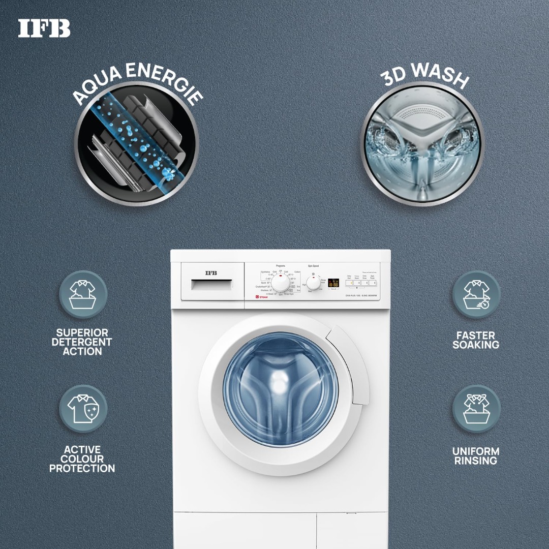 IFB 6 Kg 5 Star Fully Automatic Front Load Washing Machine 2X Power Steam DIVA PLUS VXS 6008 | White