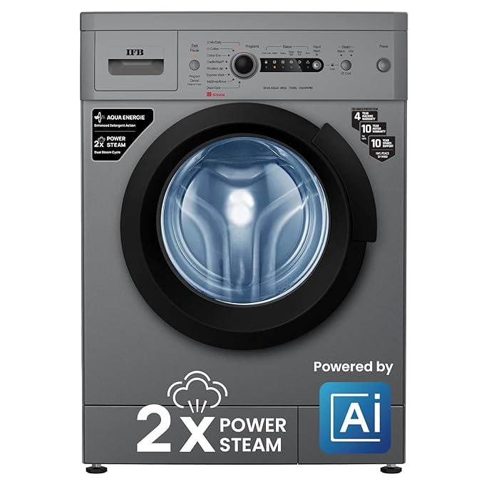 IFB 7 Kg 5 Star Fully Automatic Front Load Washing Machine DIVA AQUA MXS 7010 | METALLIC SILVER