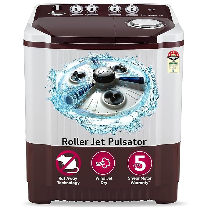 LG 8.5 kg 5 Star Semi Automatic Top Load Washing Machine P8530SRAZ | Burgundy