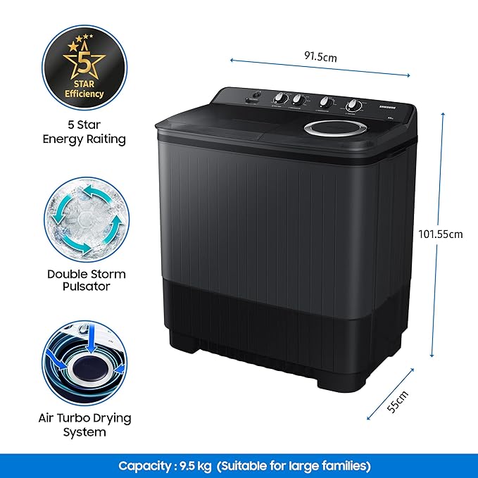 Samsung 9.5 kg 5 Star Top Load Semi Automatic Washing Machine