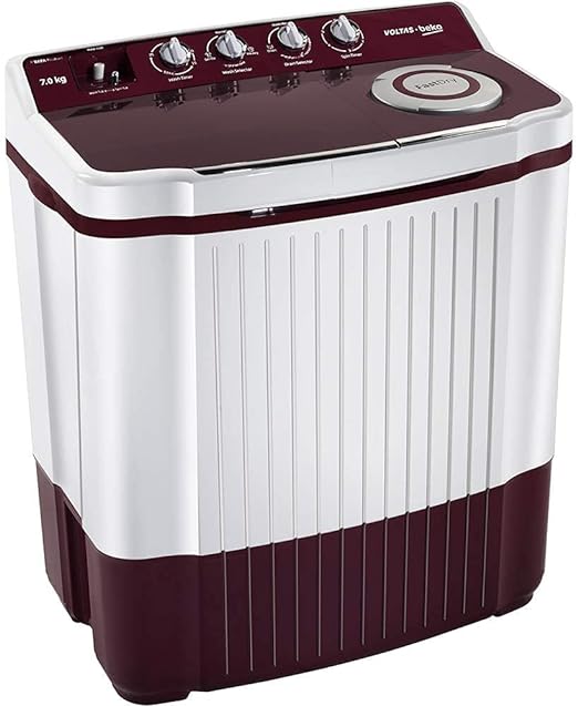 Voltas Beko 7Kg Semi Automatic Top Loading Washing Machine | WTT70DLIM | Burgundy