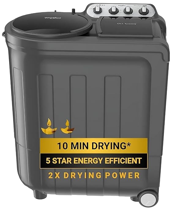 Whirlpool 8 Kg 5 Star Semi Automatic Top Loading Washing Machine | ACE 8.0 TRB DRY GREY DAZZLE (10YR)-NH