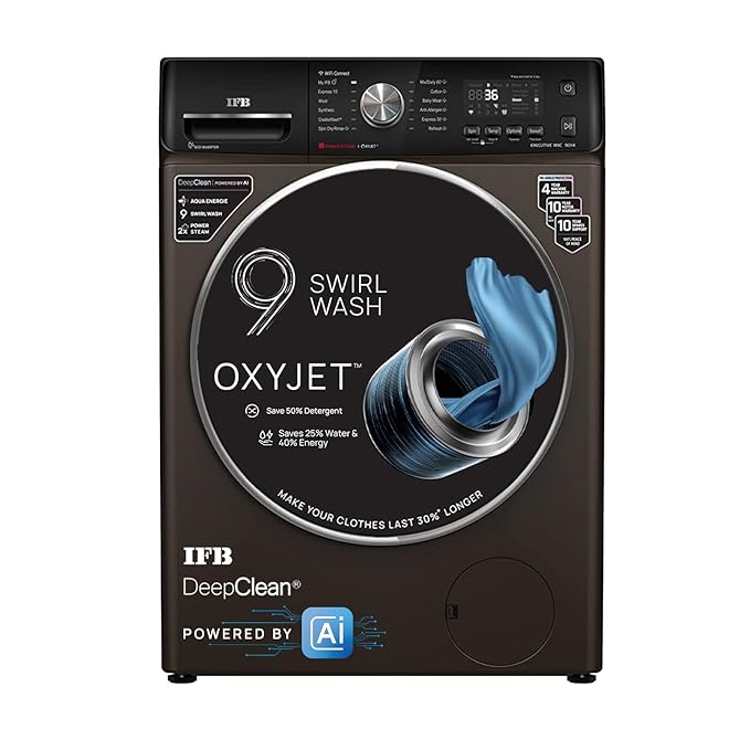 IFB 9 Kg 5 Star AI Eco Inverter Fully Automatic Front Load Washing Machines with Wifi EXECUTIVE MXC 9014 | 2023 Model | Mocha