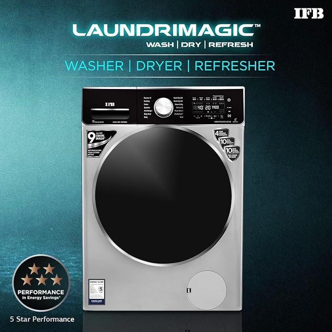IFB Laundrimagic 3-in-1 8.5/6.5/2.5 Kg Inverter Front Load Washer Dryer Refresh Executive ZXS | Silver