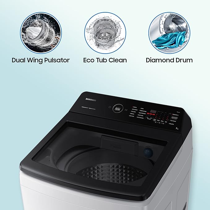 Samsung 7 kg | 5 star Fully-Automatic Top Load Washing Machine WA70BG4545BGTL | Light Gray