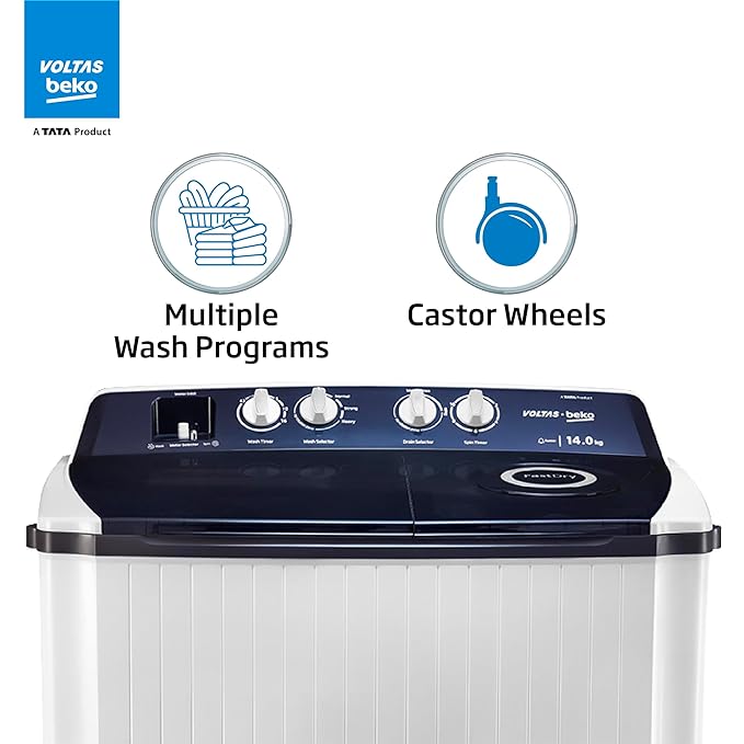 Voltas Beko 14 kg 5 Star semi-Automatic twin tub Washing Machine Jumbo Series WTT140AGRT | Gray
