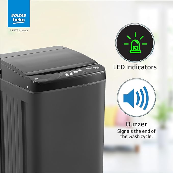Voltas Beko | A Tata Product 6.5 Kg Fully-Automatic Top Loading Washing Machine WTL6504UEA/DPBPOA | Dark Grey