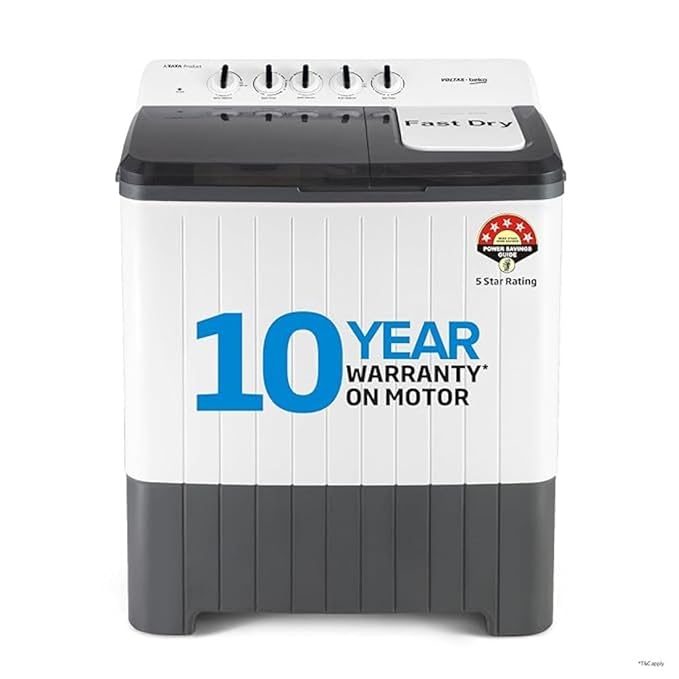 Voltas Beko 14 Kg 5 Star Semi Automatic Top Load Washing Machine WTT140UPA/GR5KPTD | Grey