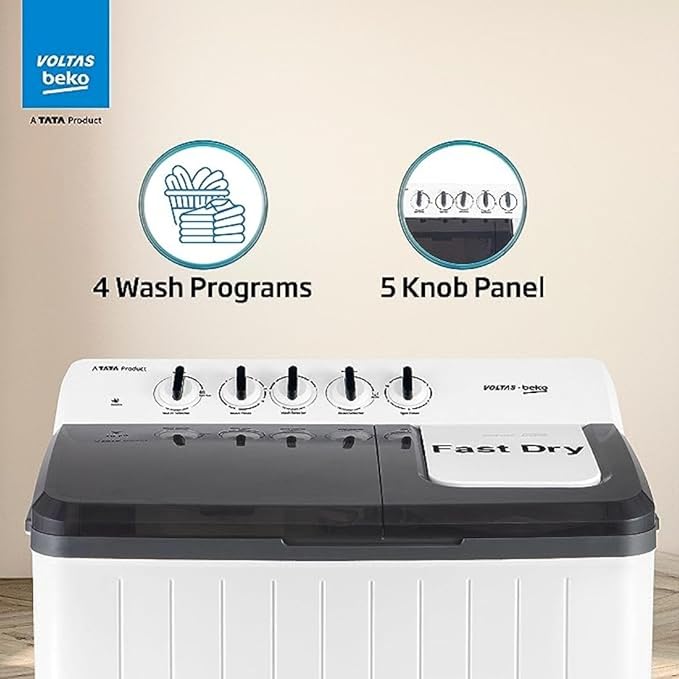 Voltas Beko 14 Kg 5 Star Semi Automatic Top Load Washing Machine WTT140UPA/GR5KPTD | Grey