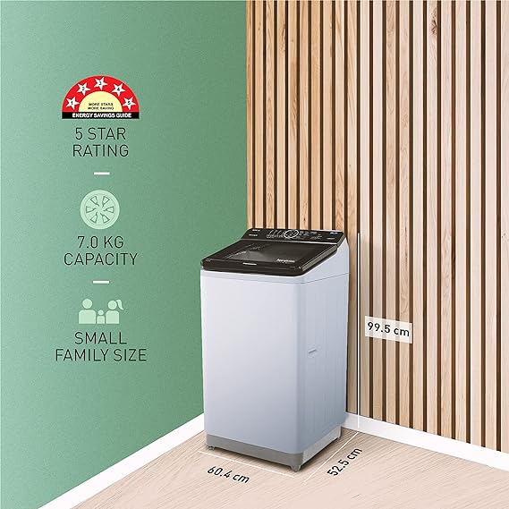 Panasonic 7 Kg 5 Star Wifi Fully-Automatic Top Loading Smart Washing Machine NA-F70A10LRB | Compatible with Alexa | Silver