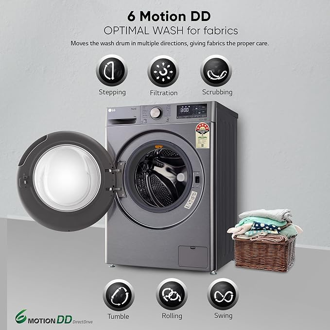 LG 11 Kg 5 Star Inverter Wi-Fi Fully-Automatic Front Loading Washing Machine With Inbuilt Heater FHP1411Z9P | Platinum