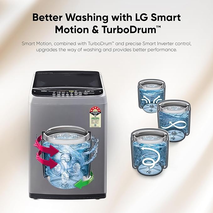 LG 8 Kg 5 Star Smart Inverter TurboDrum Fully Automatic Top Loading Washing Machine, (2023 Model)