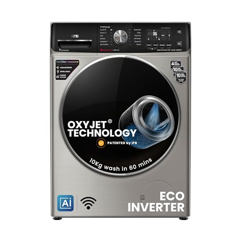 IFB 10Kg 5 Star with Oxyjet Technology | AI Powered | Wi-Fi | Fully Automatic Front Load Washing Machine EXECUTIVE PLUS VSC 1014 | Steam Refresh Program | Eco Inverter with 9 Swirl Wash | Silver