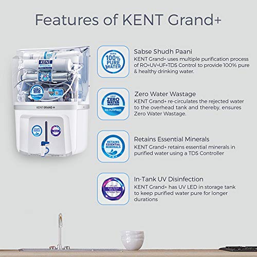 KENT Grand Plus Mineral RO+UV+UF+TDS Control - 9 Litres