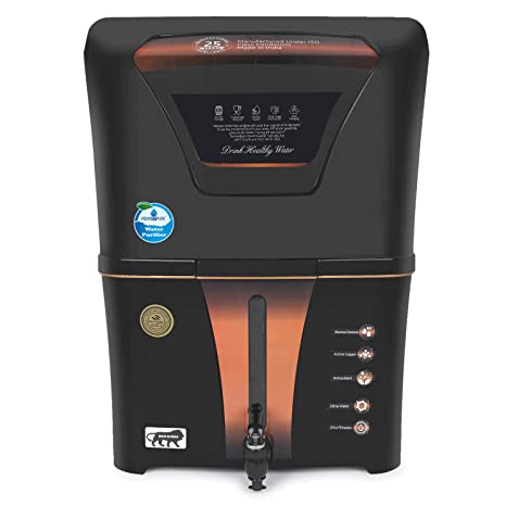 Aquadpure Copper + Mineral RO+UV+UF, 10 to 12 Liter, Black