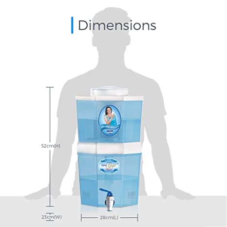 KENT Gold Optima Gravity Water Purifier, 10L Storage, White