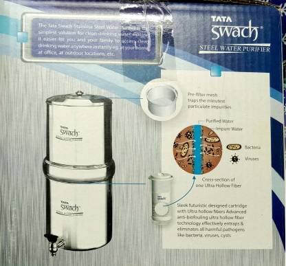TATA Swach Steel Gravity Water Purifier, 20L