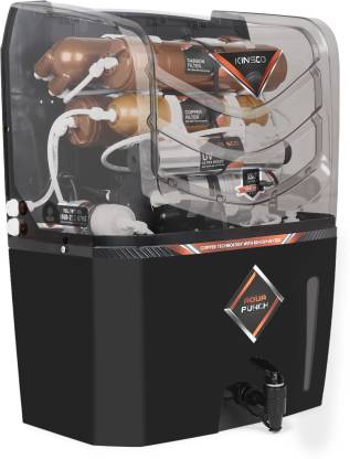 Kinsco Aqua Punch Active Copper+RO + UV + UF + TDS Adjuster Pure Copper Water Purifier Dispenser Machine, 15 Litre, Black
