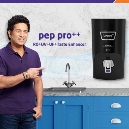 Livpure GLO PRO++ RO+UV+UF+Taste Enhancer, Water Purifier for Home, 7L Storage, Black
