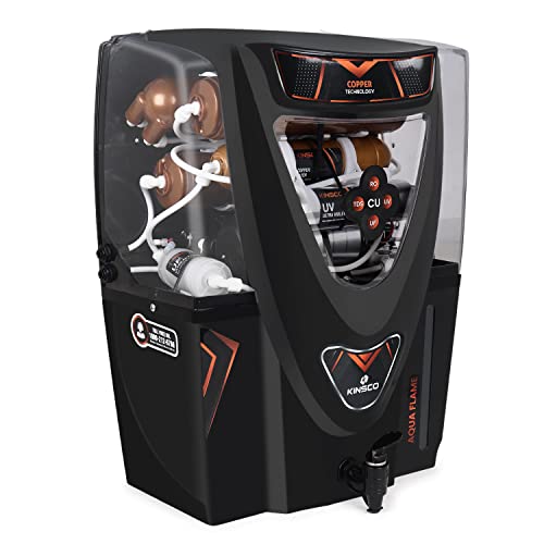 Kinsco Aqua Flame Active Copper+RO + UV + UF + TDS Adjuster Pure Copper Water Purifier Dispenser Machine, 15 Litre
