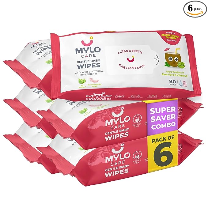 Mylo Care Gentle Baby Wipes With Lid (Pack of 3)