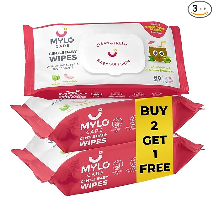 Mylo Care Gentle Baby Wipes With Lid (Pack of 4)