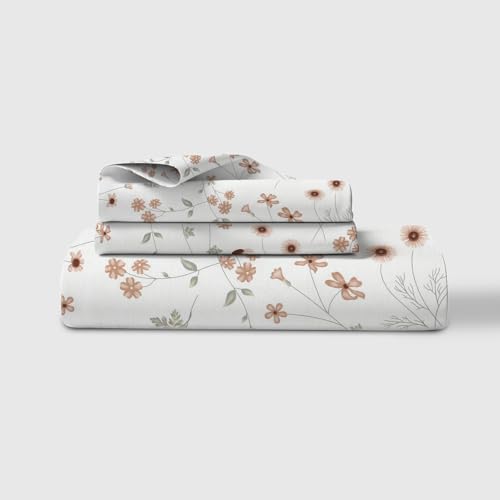 LINENWALAS 100% Cotton Bed Sheet for Double Size Bed, Floral Printed Doble Bedsheet with 2 Pillow Covers