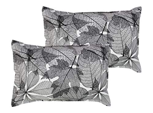 Airwill 100% Cotton Floral Pattern Flap Pillow Covers (46x69cm)(Black, Pack of 2 Pieces)