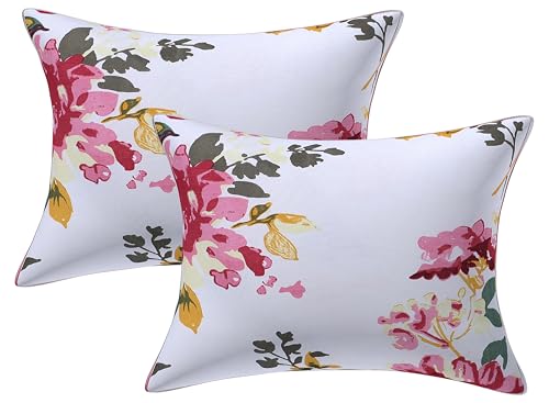 Go Texstylers Cotton | Pack of 2 | 12 x 18 Inches Small Cushions Pillow Cover (Pink & White)