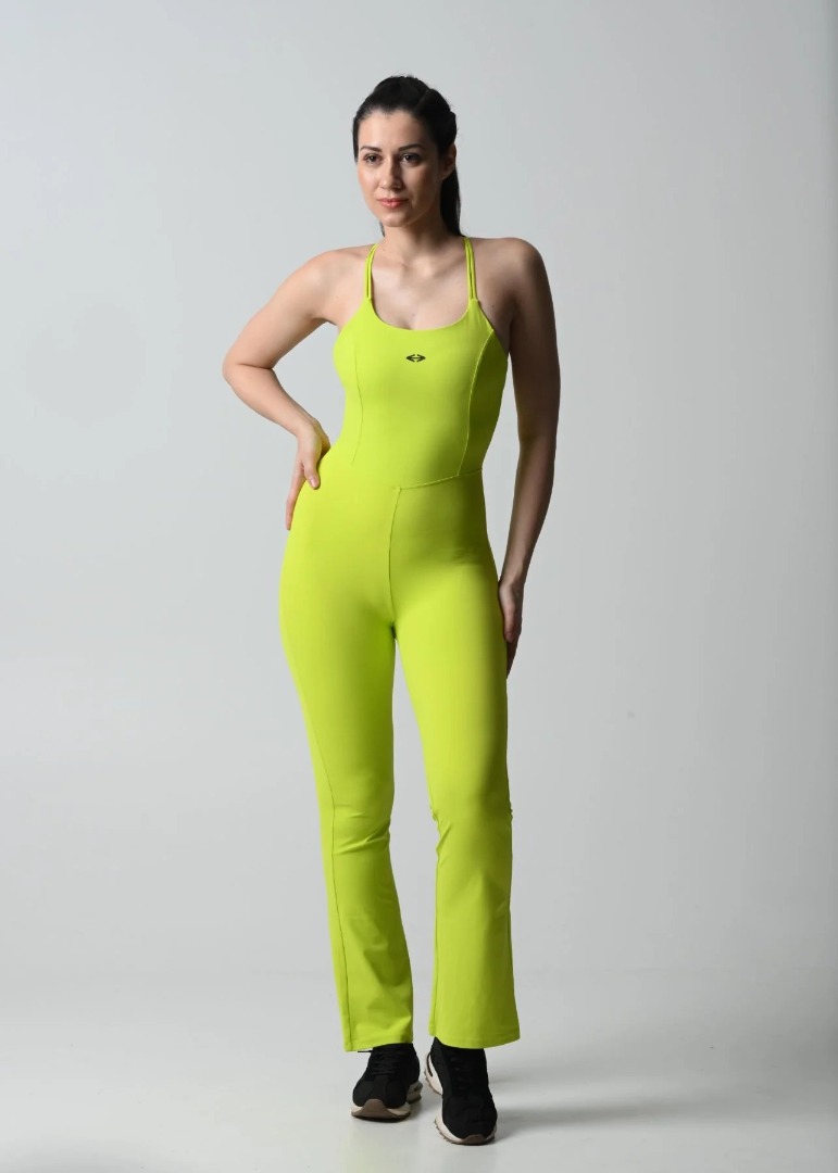 Strch Criss-Cross Back Jumpsuit - Neon