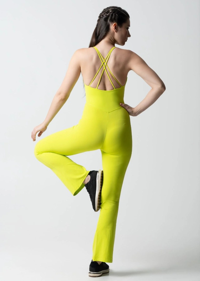 Strch Criss-Cross Back Jumpsuit - Neon